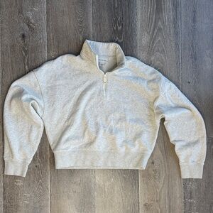 Calvin Klein Heather Gray Quarter-Zip Cropped Sweatshirt 0438